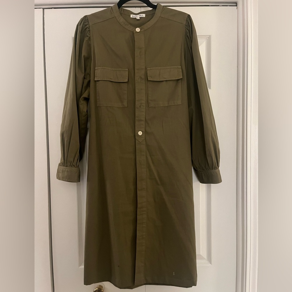 Alex Mill Olive Green Long Sleeve Shirt Dress